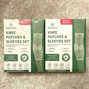 Brand New Set of 2 Warming Herbal Knee Patches Compression Sleeves Natural